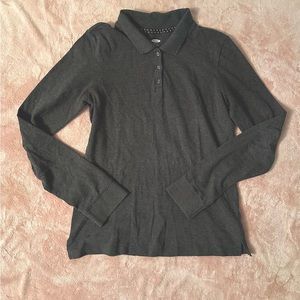 Old Navy Girls Grey Long Sleeve Uniform Polo